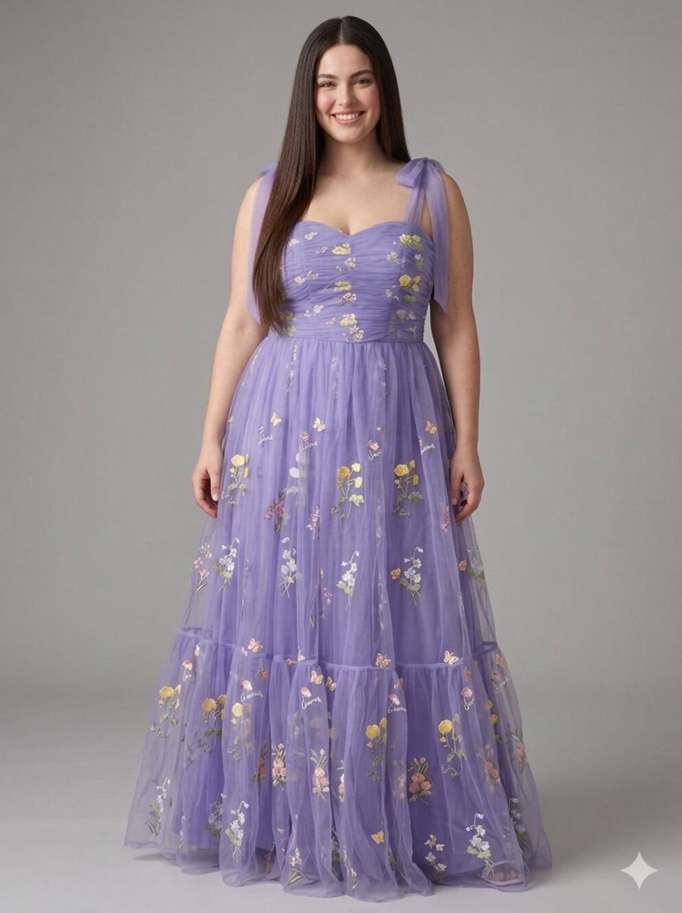 NWT Cicinia Floral Embroidered Tulle Maxi Dress Fairy Corset Prom Gown L/XL